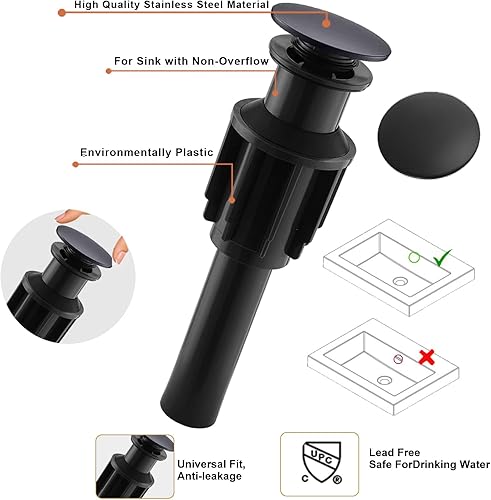 Miniatura 9 de Wovier - Lavabo tipo cascada para baño, grifo monomando para lavabo, monomando, para lavabo, cuerpo alto