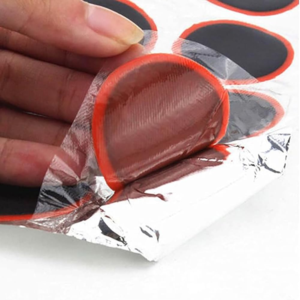 Kit di 48 toppe per pneumatici di bicicletta, resistenti, 25 mm, impermeabili, rotonde, in gomma, kit di riparazione per pneumatici di biciclette, portatili, per pneumatici di biciclette,