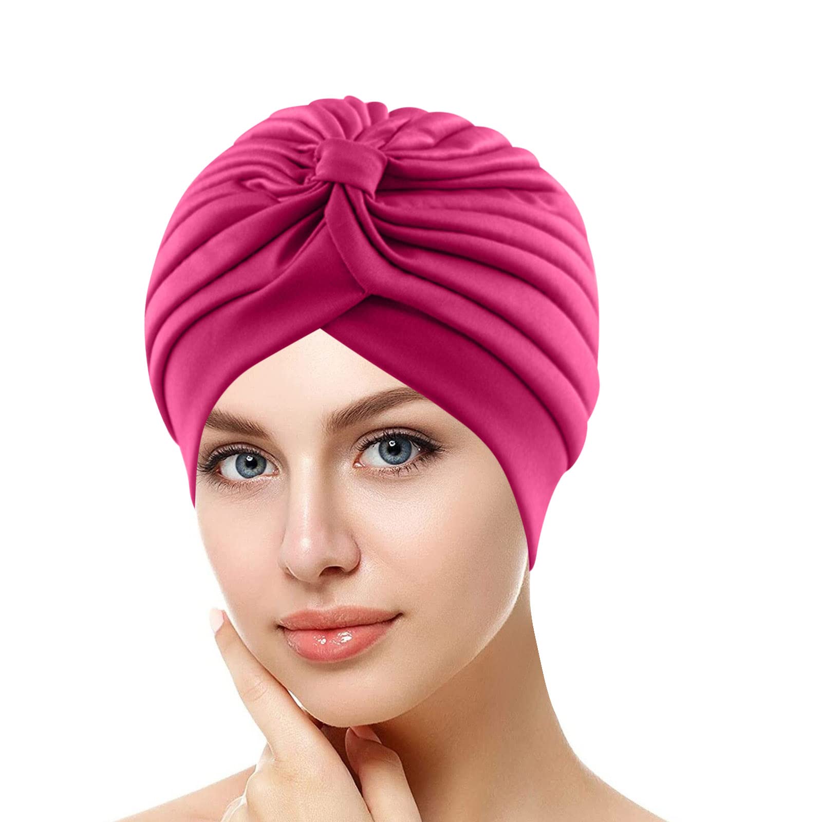 Chiffon Hijab Womens Fashion Elastic Solid Color Comfortable Cap Beaded Turban Head Wrap Elegant Chemo Cap for Cancer Gifts