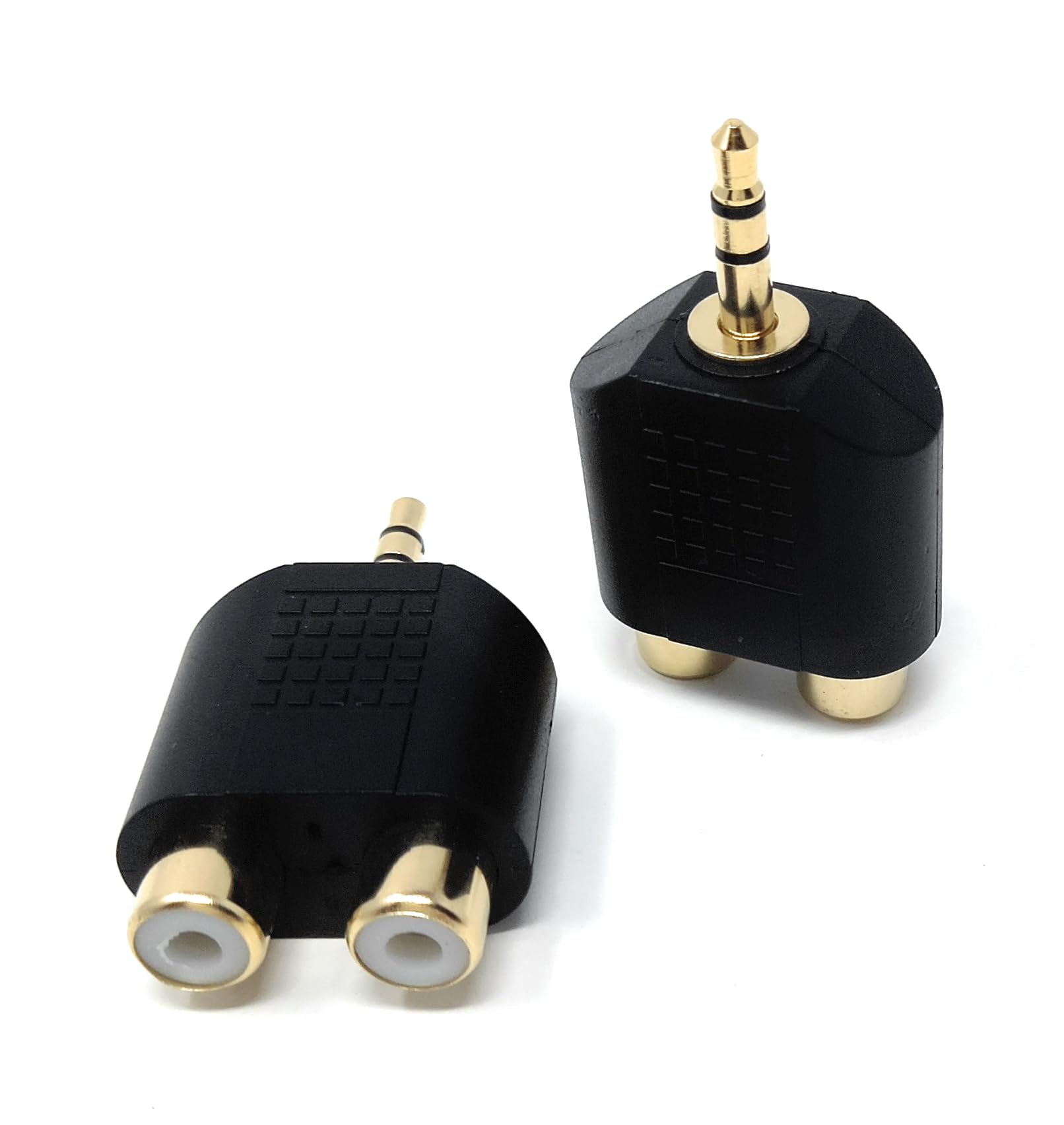 DRUT 2Pcs. 3.5mm Stereo Jack Plug to Twin RCA Phono Mono Splitter or Combiner Audio Adapter (Gold Black) - Image 3