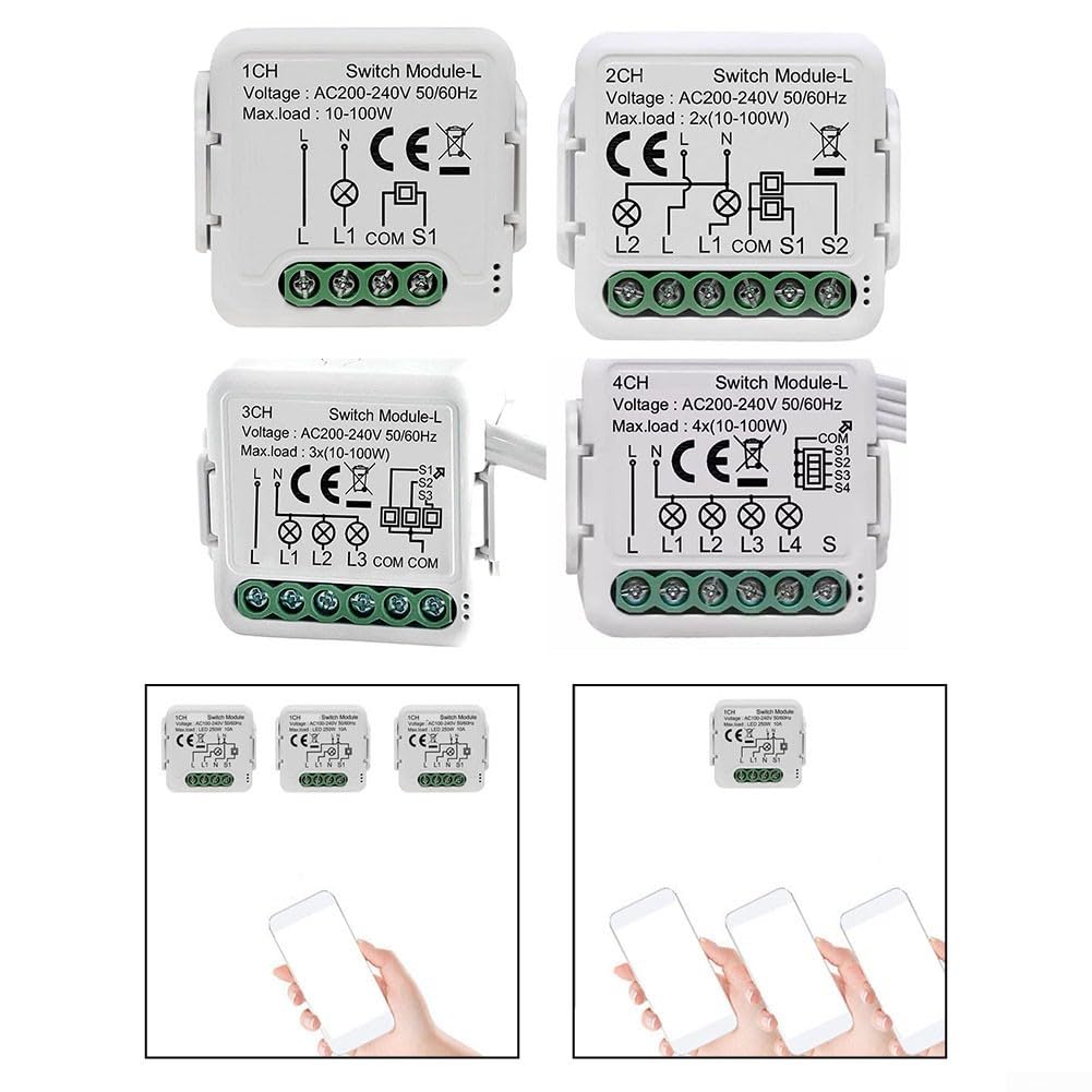 Para Tuya para ZigBee para módulo de interruptor de luz inteligente, no requiere conductor neutro, control remoto inalámbrico, 39,2 x 39,2 x 18 mm, 200 ~ 240 V (D)