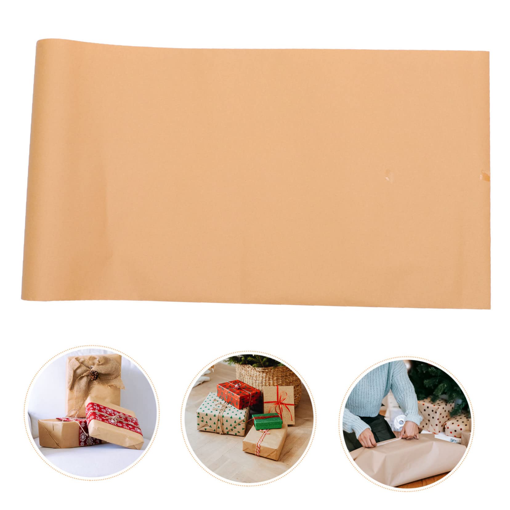 Vitalizart Rotolo di Carta da Regalo Kraft 76 cm x 5 m con Nastri di Spago & Biglietti Regalo, Set di Carta da Regalo Marrone per Confezionare Regali