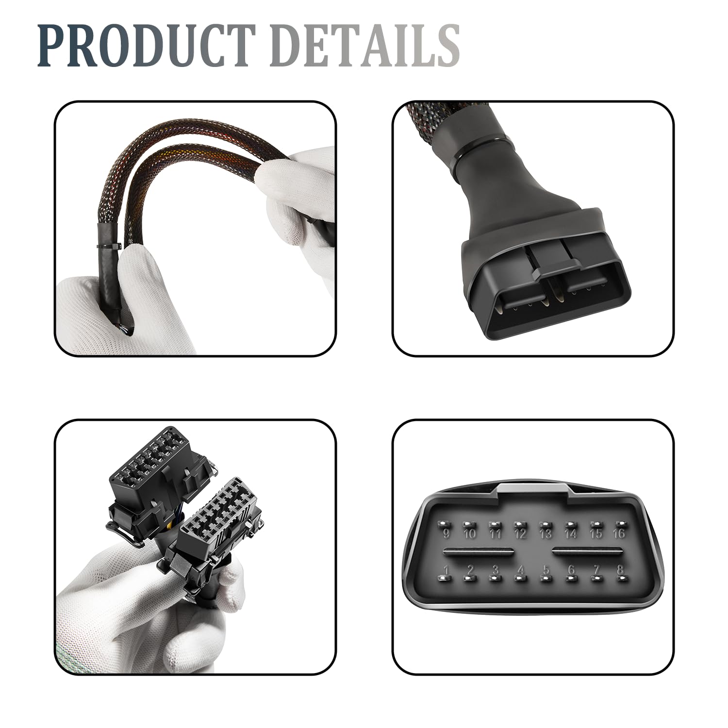 OBD2 Splitter Cable - 16 Pin 1 Male To 2 Female Extension For Diagnostic Tools (30cm/12 Inch)