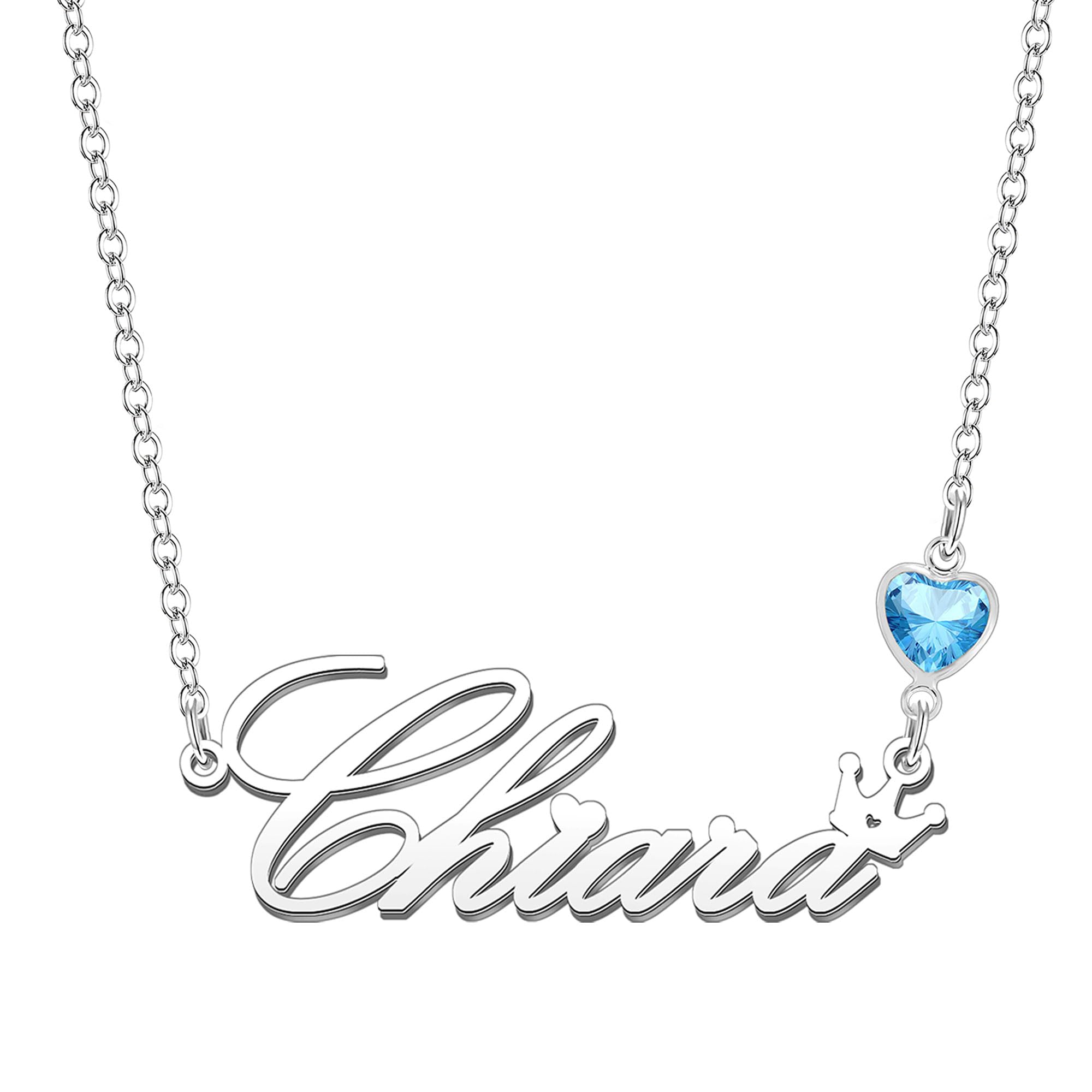 Kraven Collane Donna con Nome Daino Pietra di Nascita Blu Ciondolo con Nome Iniziale Personalizzate inciso su Misura Regali di Natale per Donne Ragazze Adolescenti Figlia