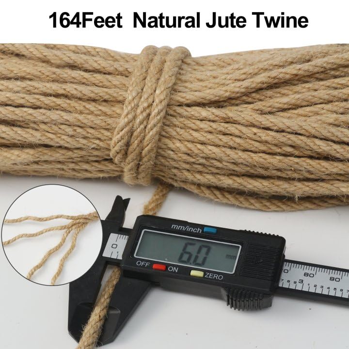 Jute Twine String,164 Feet 1/4 Inch Natural Jute Rope,4ply Thin Ribbon Hemp Twine for Gift Wrapping Craft Plant Garden Christmas Handmade Arts Decoration Packing String Home Decor - image 4