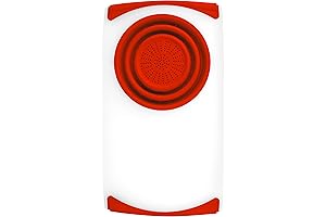 Dexas Over the Sink Poly Cutting Board with Collapsible Colander Strainer