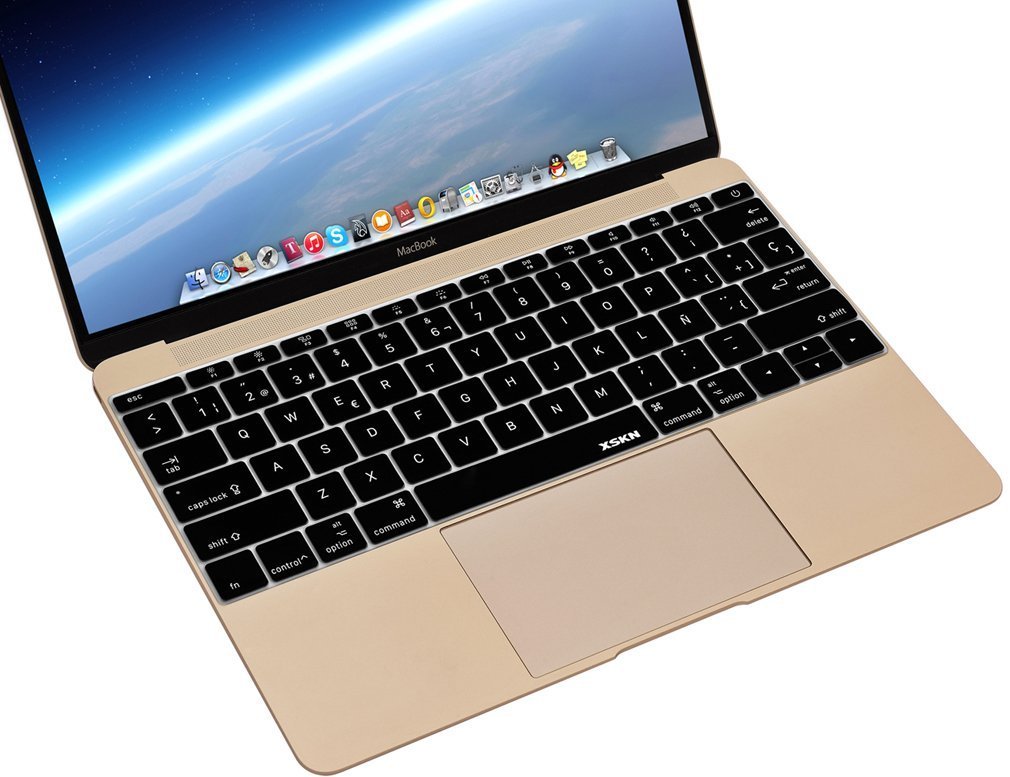 XSKN Spanish Silicone Language Black Keyboard Skin for MacBook 12