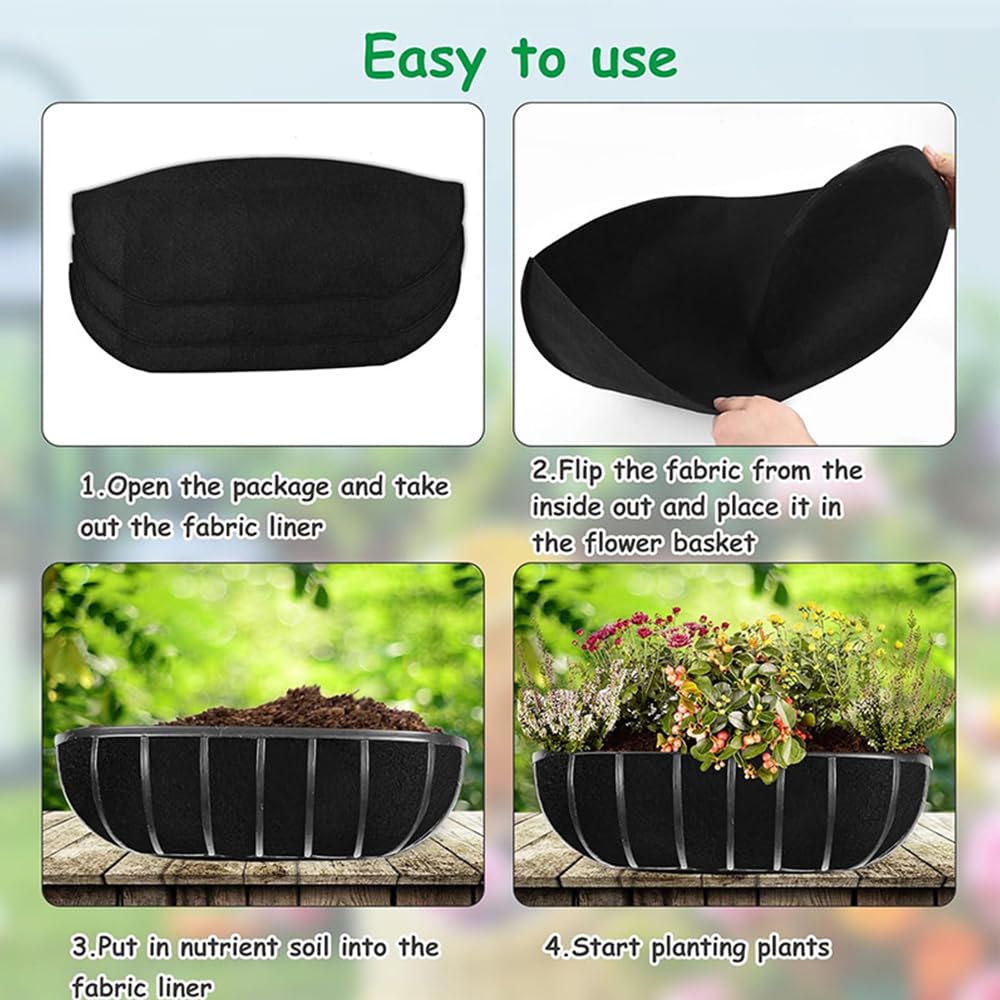 KBIBCK Hanging Basket Liner, 3PCS Felt Trough Planter Liners, Wall Basket Liner for Troughs 24 IN Outdoor Planter Liners - Image 3