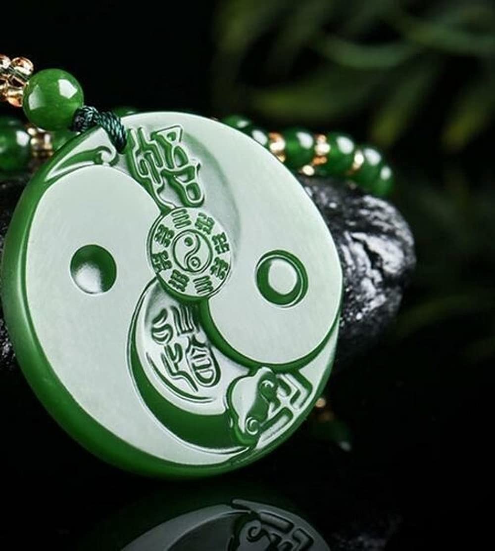 Naszyjnik z kamienia jadeitu, naturalny zielony wisiorek z jadeitu, ręcznie rzeźbione wisiorki, modny naszyjnik, biżuteria, szczęśliwy amulet/506