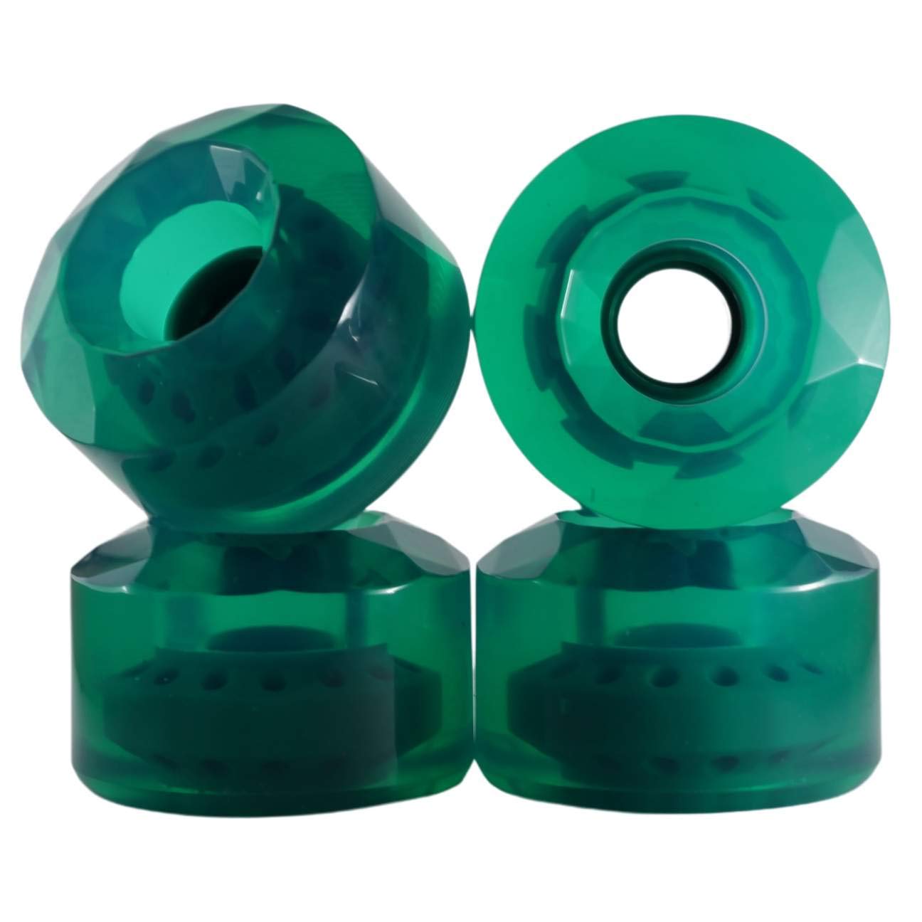 Rekon Dimond Cut High Rebound 83A 70mm Longboard Wheels - Clear Green