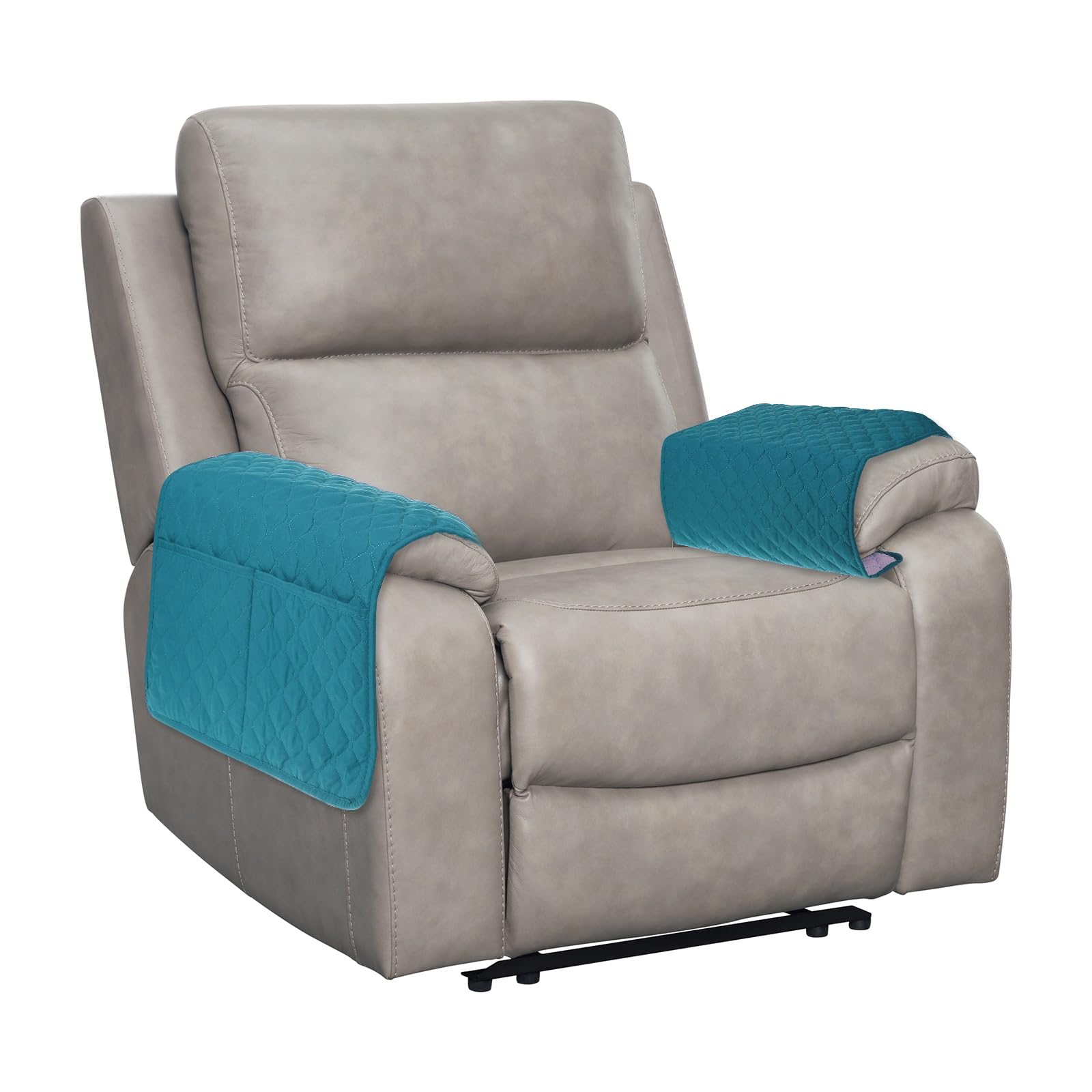 sourcing map 2 PCS Armrest Covers, Couch Arm Cover Furniture Protect Slide Recliner Chair Armchair Covers with Side Storage Pocket for Sofa Recliner, Lake Blue