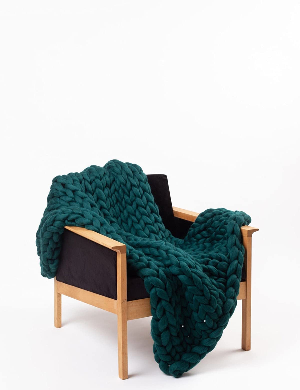 MLMGUO Knitted Throw Blanket for Sofa,Handmade Knit Chunky Blanket Throw Sofa Throw for Gift Sofa Bed,Chunky Knit Blanket(Dark Green 40"x60")