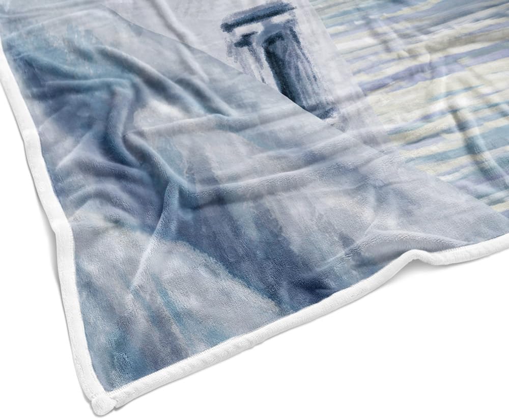 Coastal Lighthouse Throw Blankets, Sunrise Blue Ocean Warm Cozy Flannel Blanket, Sailboat Nautical Blanket for Sofa Camping Couch Bed Travel 50X60 inch - Image 7