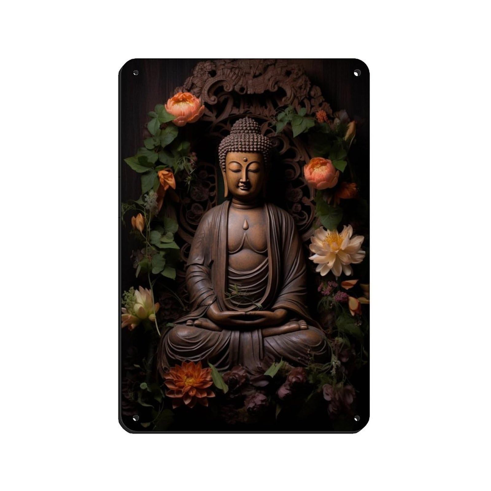Hindu Art-Buddha Art Retro Poster Metal Tin Sign Chic Art Retro Iron Painting Bar People Cave Cafe Family Garage Poster Wall Decoration 8x12inch(20x30cm)