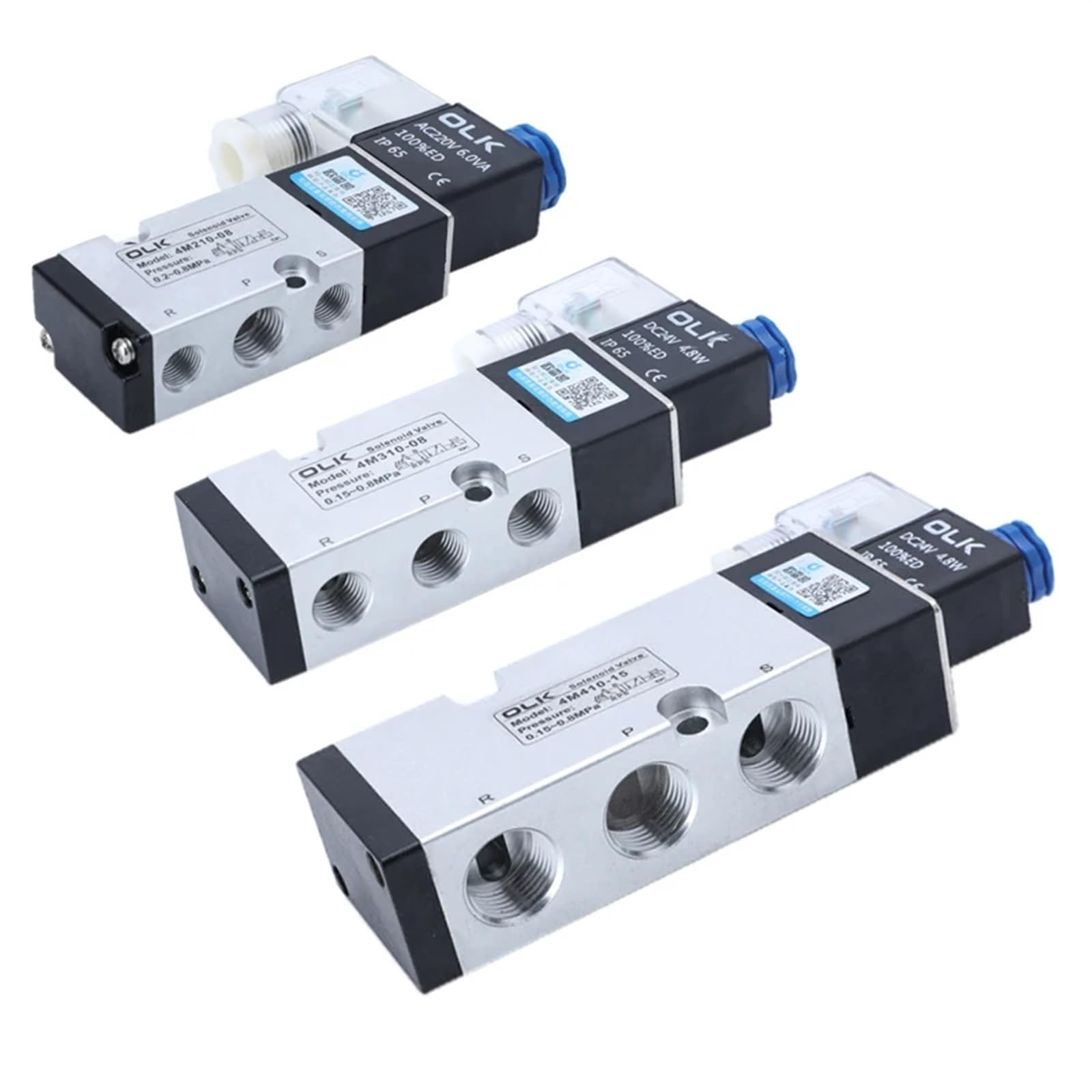 4M210-08 4M310-08 4M410-10 Válvula solenoide eléctrica neumática de Cinco vías, 2 Posiciones, 3 Puertos, Control de válvula de Aire electromagnética.(4m210-08 Pc10-02,AC24V)