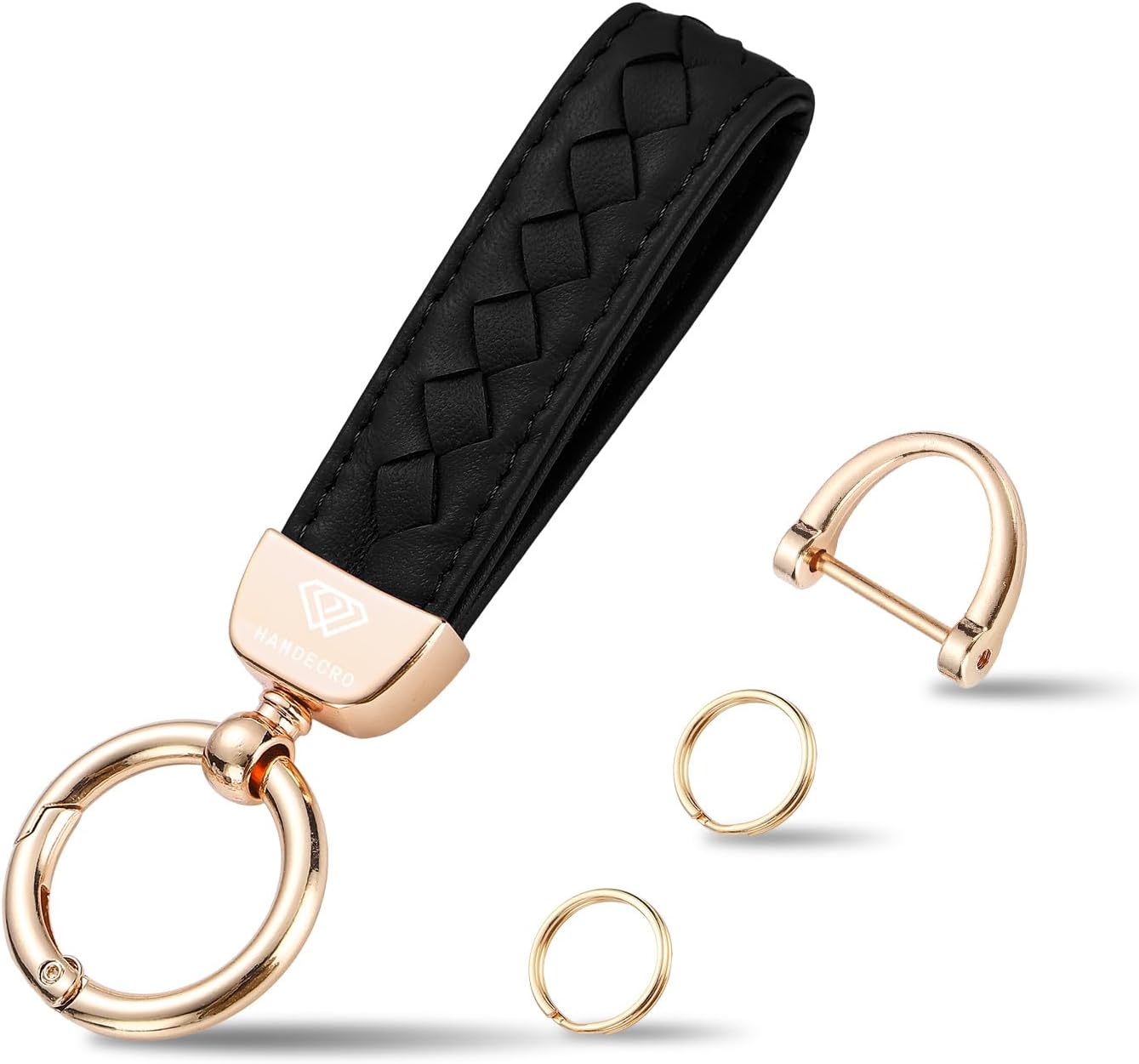 Genuine Leather Car Keychain, Handmade Knit Sheepskin Key chains for Women, Universal Key Fob Holder