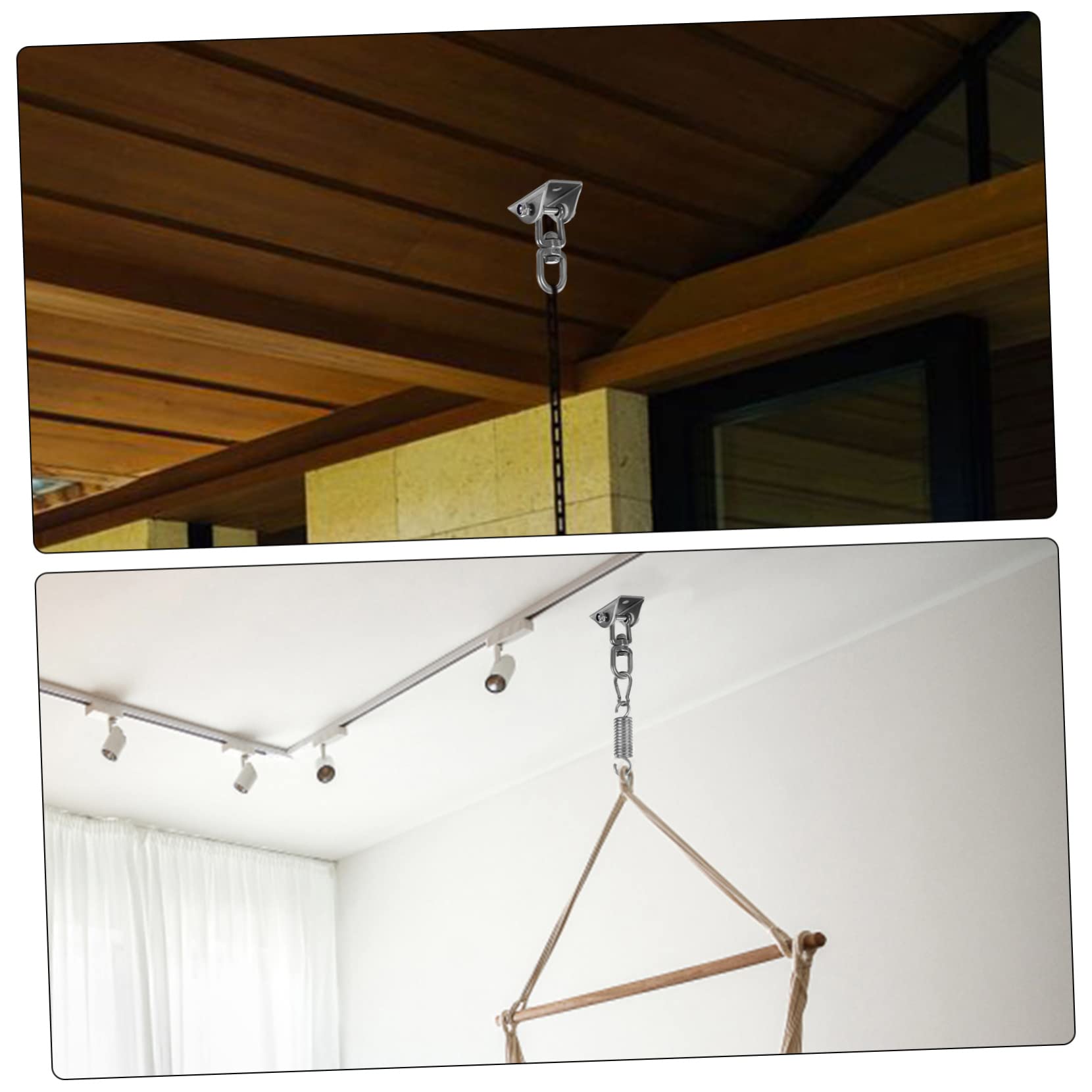 TOYANDONA 1 Juego Gancho De Columpio Silla Hamaca Ganchos para Colgar Hamacas Colgador De Columpio con Mosquetón De Yoga Columpios con Percha De Madera Acero Inoxidable 304
