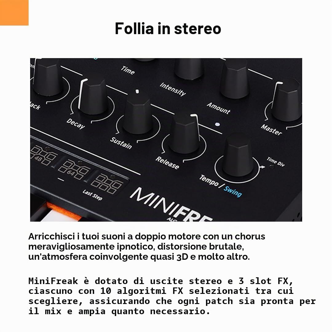Arturia Minifreak Sintetizzatore algoritmico spontaneo polifonico a 6 voci e 37 tasti con filtro analogico, 11 algoritmi FX, Arpeggiatore e Sequencer