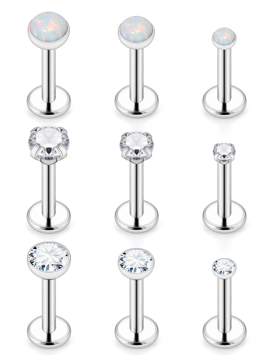 Xwnskvvz Opal Medusa Piercing Jewelry 16g Surgical Steel Conch Piercing Jewelry Internally Threaded Labret Jewelry Monroe Lip Rings Studs Cartilage