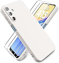 Ikziwreo - Coque pour Samsung Galaxy A15 4G/5G, avec 2 Pièces Protecteur D'écran en Verre Trempé, Housse Silicone Souple Ultra-Mince de Couleur Pure, Coque en Caoutchouc Antichoc - Stone