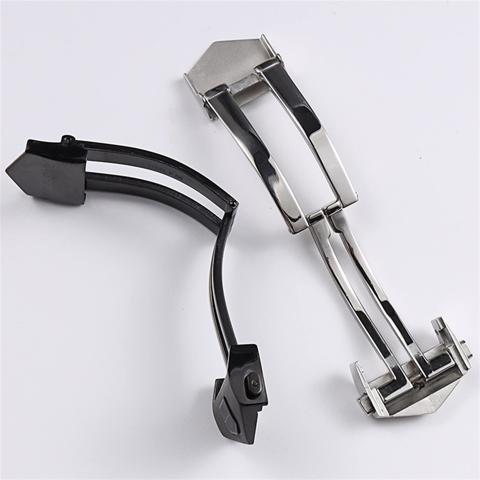 Fermoir déployant en acier inoxydable massif pour bracelet de montre Tag Heuer Noir 20 mm
