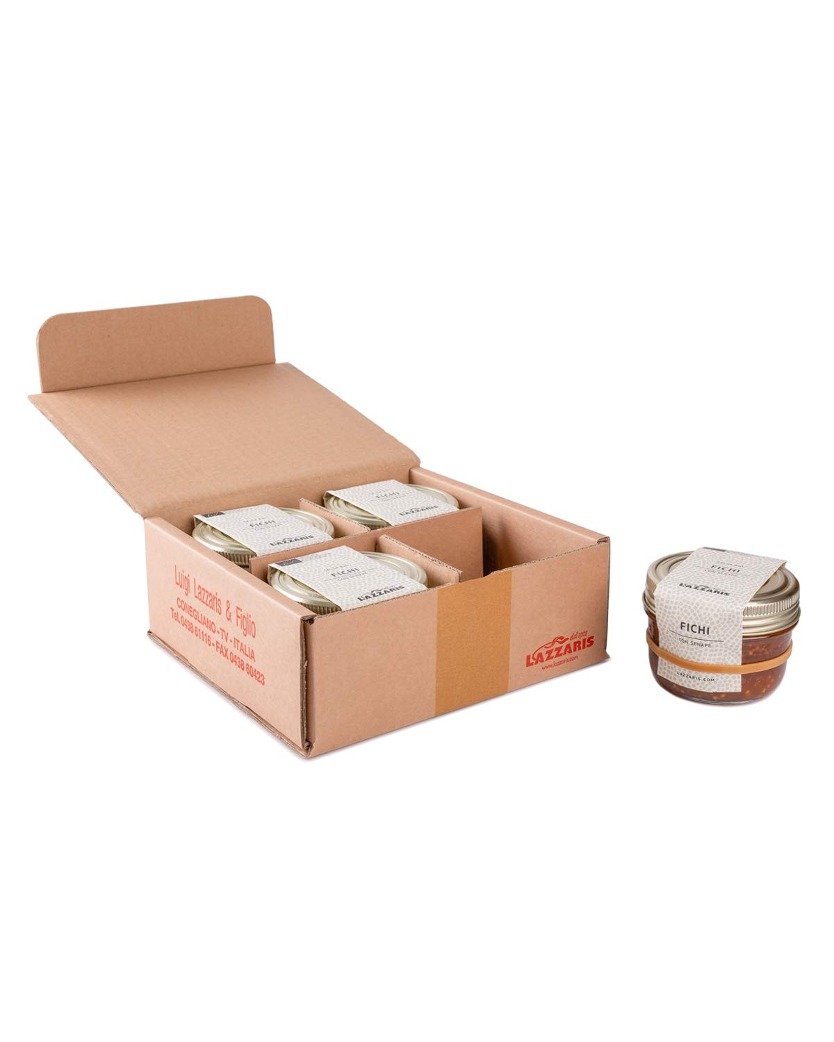 Lazzaris 1901 - Salsa di fichi con senape bio 230 g Gourmet - 4 vasi per cartone