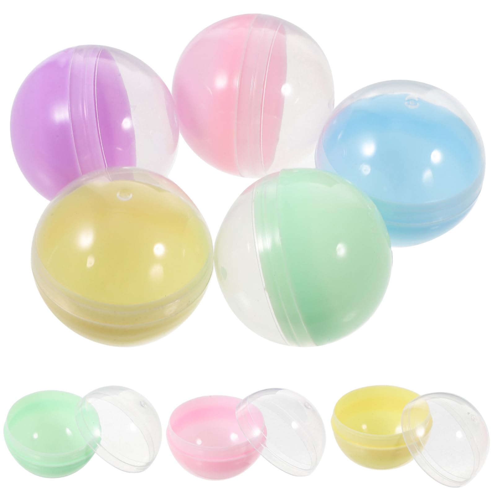 Healifty 50Pcs Fillable Round Balls Capsules for Vending Machines 2In Translucent Macaron Color Plastic Toy Containers Party Favors Diy Craft Supplies