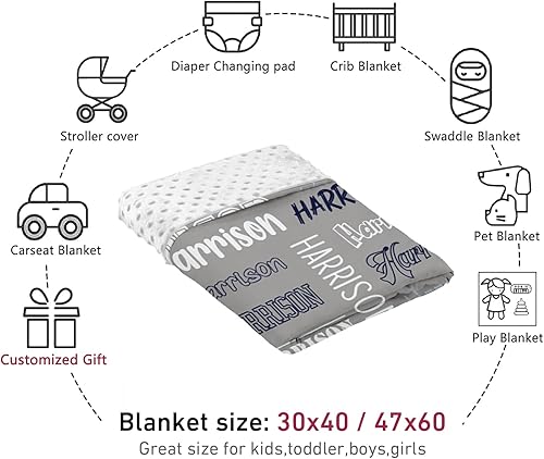 Miniatura 7 de Manta personalizada con nombre de bebé, súper suave y cómoda para recién nacidos, mantas personalizadas con nombre, regalos personalizados para