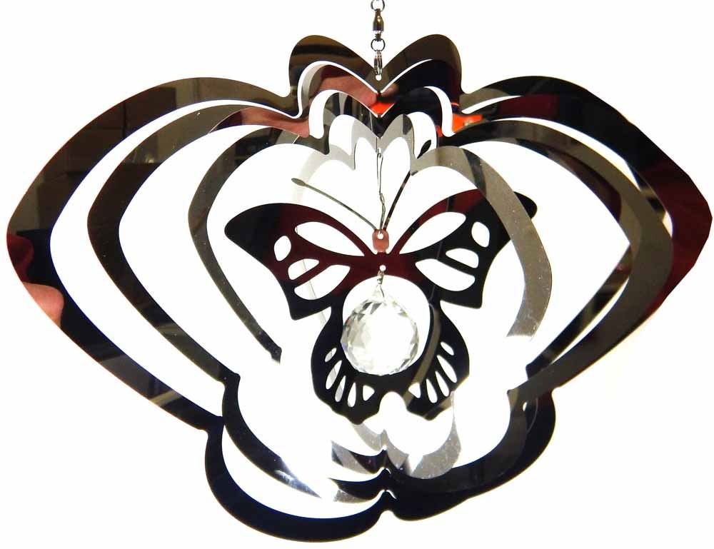 Hanging Stainless Steel Garden Wind Spinner Sun Catcher Crystal - Large Butterfly