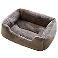 leaderss Bed Pet?Pet Bed Sofa Cat Beds Dog Sofa Soft Pet Square Plush Kennel Warm Thickened Cat Bed Washable Plush Medium Small Dog Bed House Pet Supplies(Grey,50x40cm)