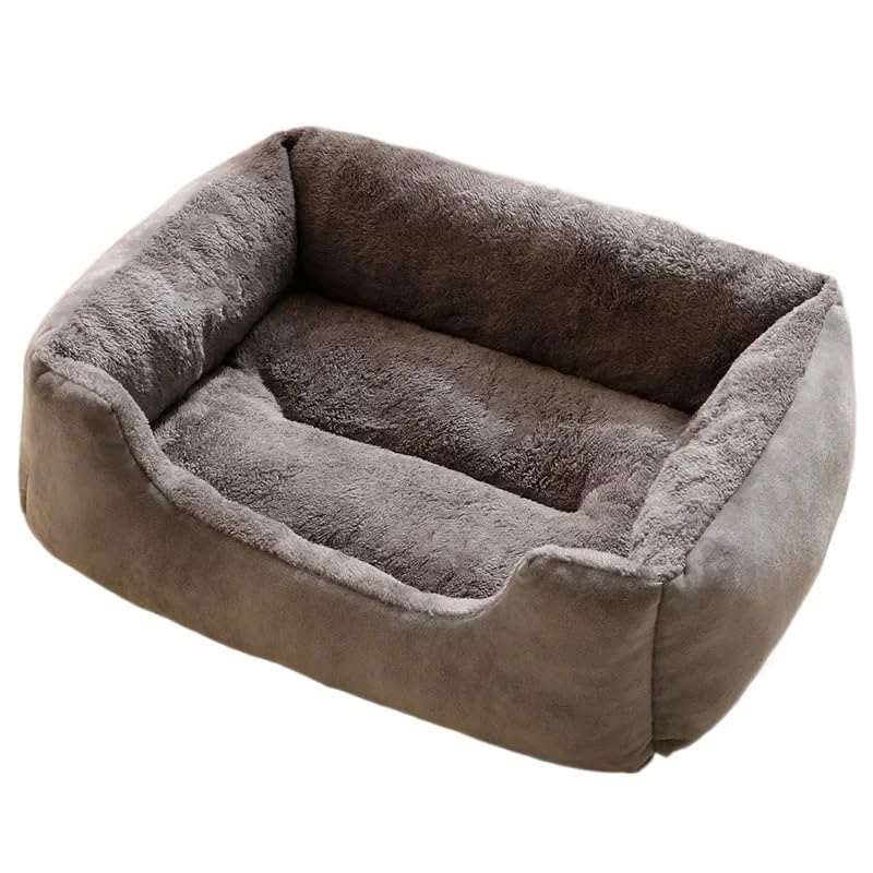 leaderss Bed Pet，Pet Bed Sofa Cat Beds Dog Sofa Soft Pet Square Plush Kennel Warm Thickened Cat Bed Washable Plush Medium Small Dog Bed House Pet Supplies(Grey,50x40cm)
