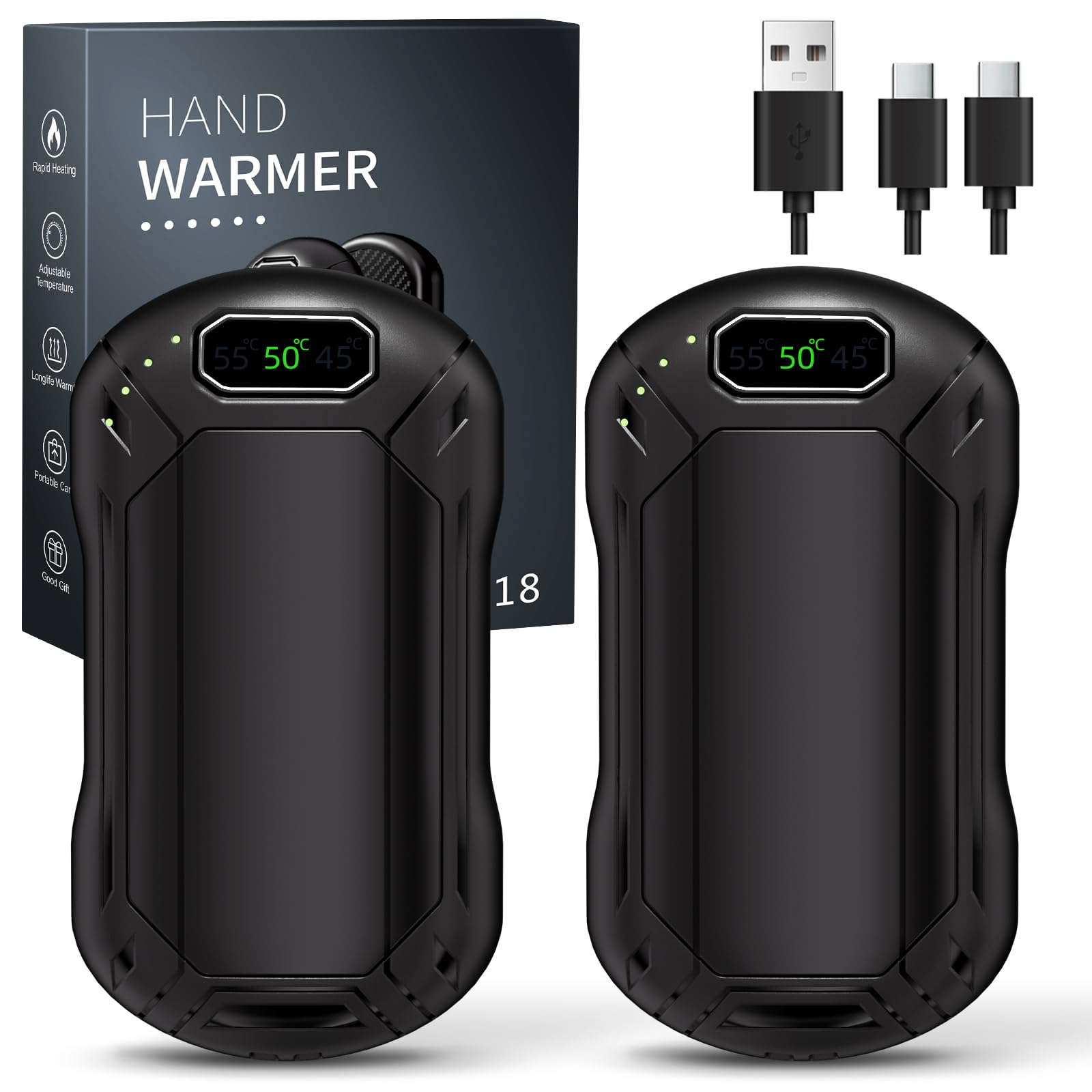 Gabless Elektrische Handwärmer 2er Set - 5000mAh Aufladbar Mit 3 Heizstufen