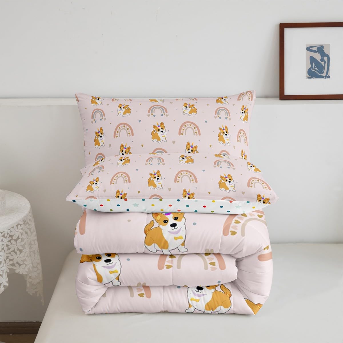 Cute Pug Comforter Set – Twin Size Dog Print Duvet, Soft Breathable Quilt With Pillowcase, Kids Bedding