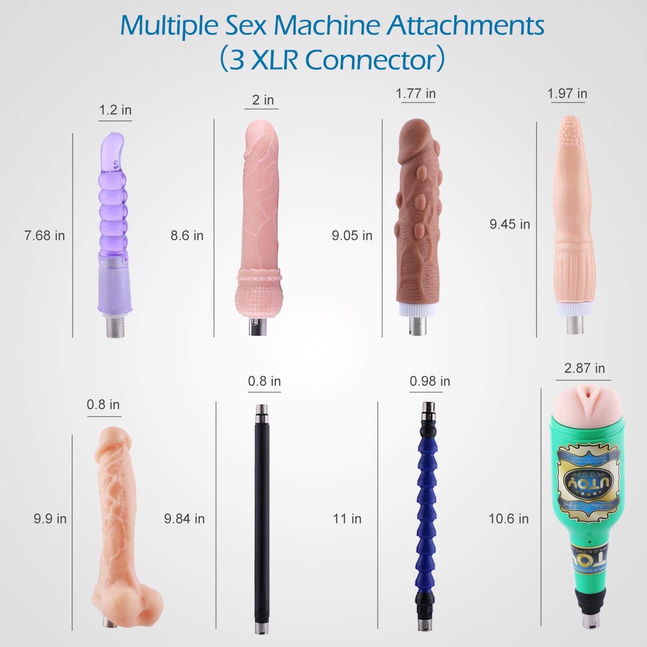 AUXFUN - Consolador sexual con conector 3XLR, máquina sexual con 8 accesorios para hombres, consolador vaginal y anal, juguete sexual para parejas