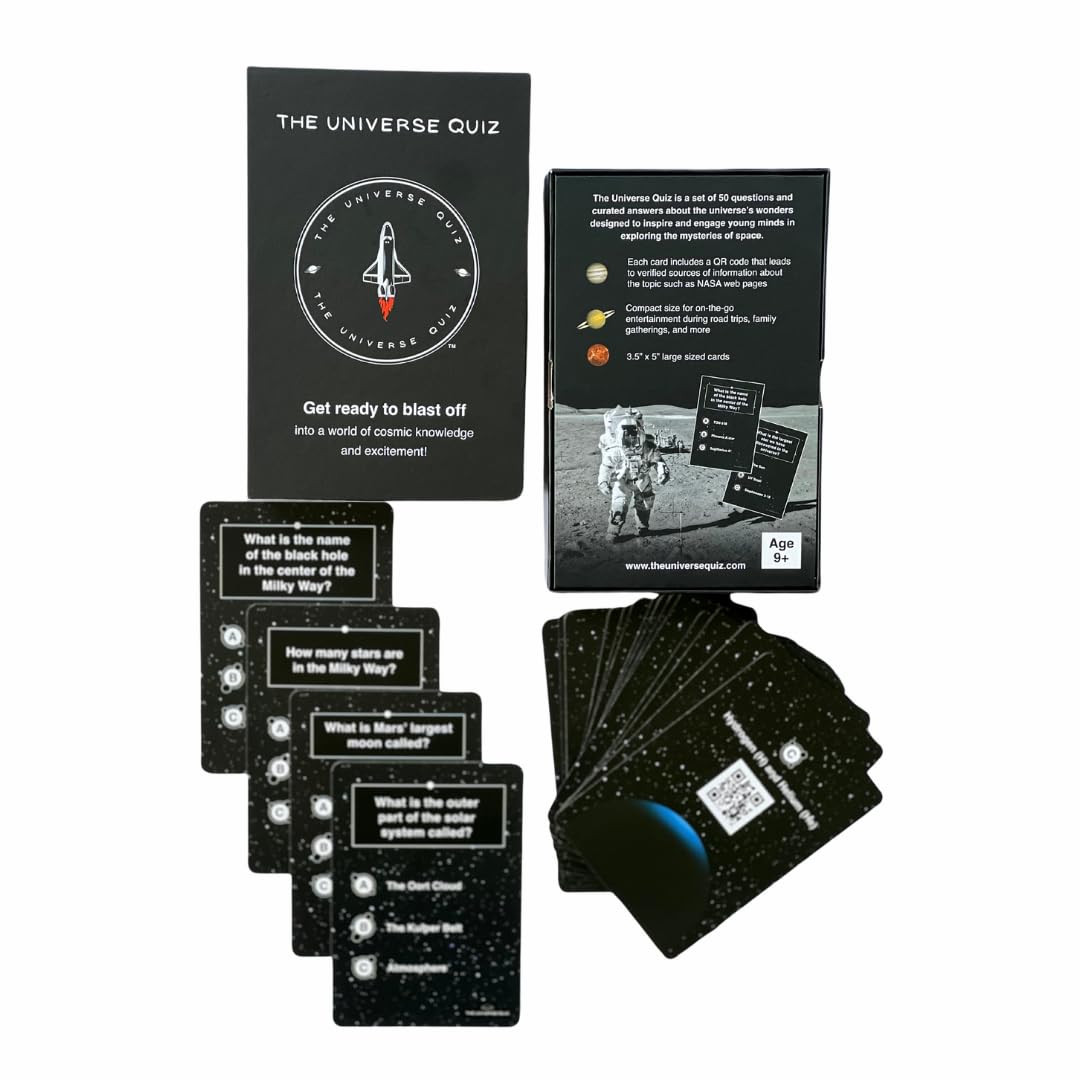 The Universe Quiz Trivia Cards! 50 Fun Challenging Questions with QR Codes to NASA and Universe Related webpages