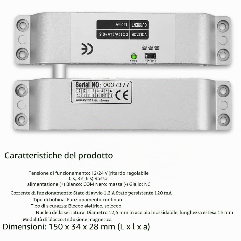 TUYA Kit di Controllo Degli Accessi Impermeabile,Tastiera Touch RFID,Serratura Elettronica a Chiave,Alimentazione 3A,Pulsante del Cambio,Campanello Cablato,15 Chiavi da 13,56MHz