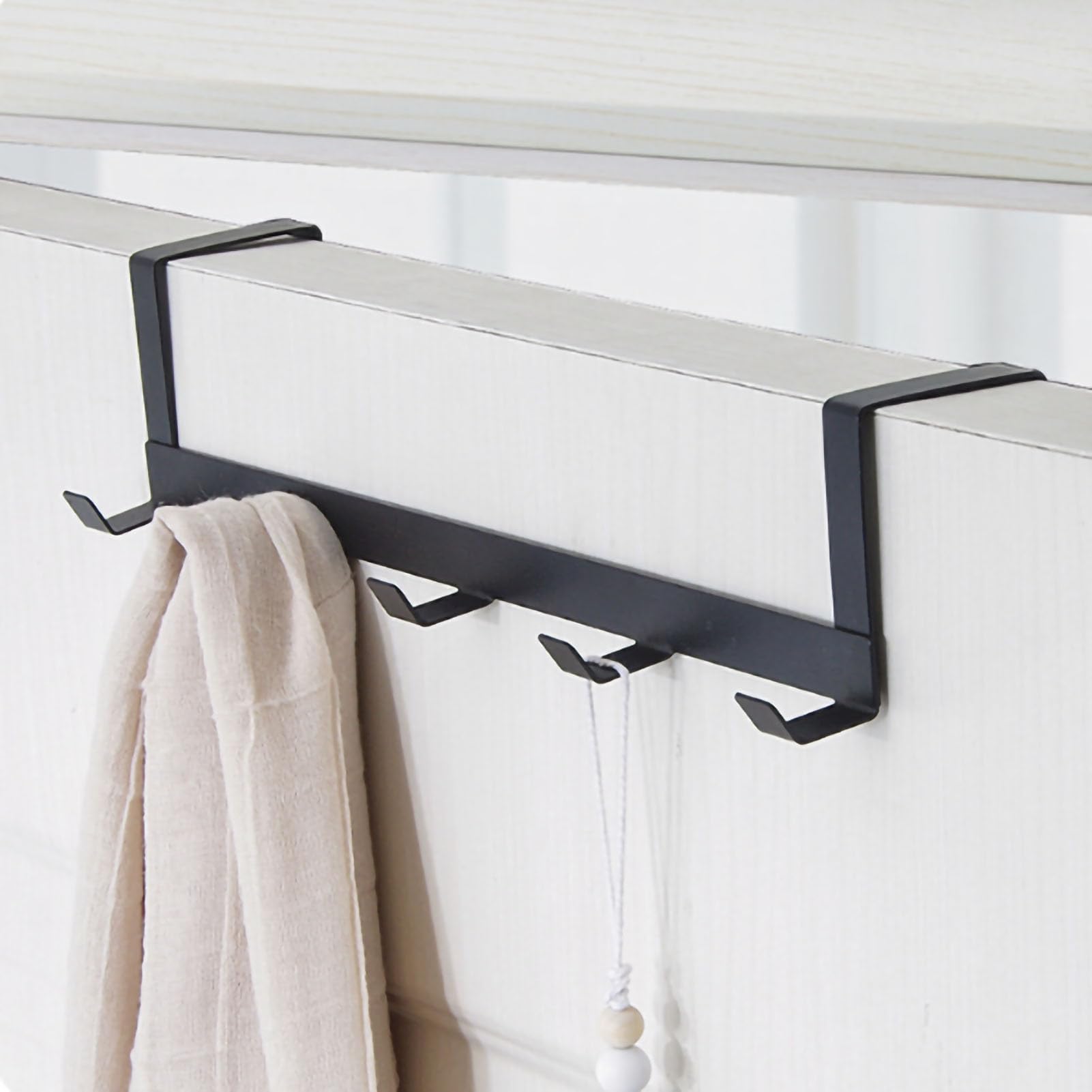 Over The Door Hook Door Hanger, Over Door Hanger Heavy-Duty Hook Door Coat Hanger Towel Hanger Coat Rack for Coat, Bag, Robe, Towel, Bathroom, Closet(Black)