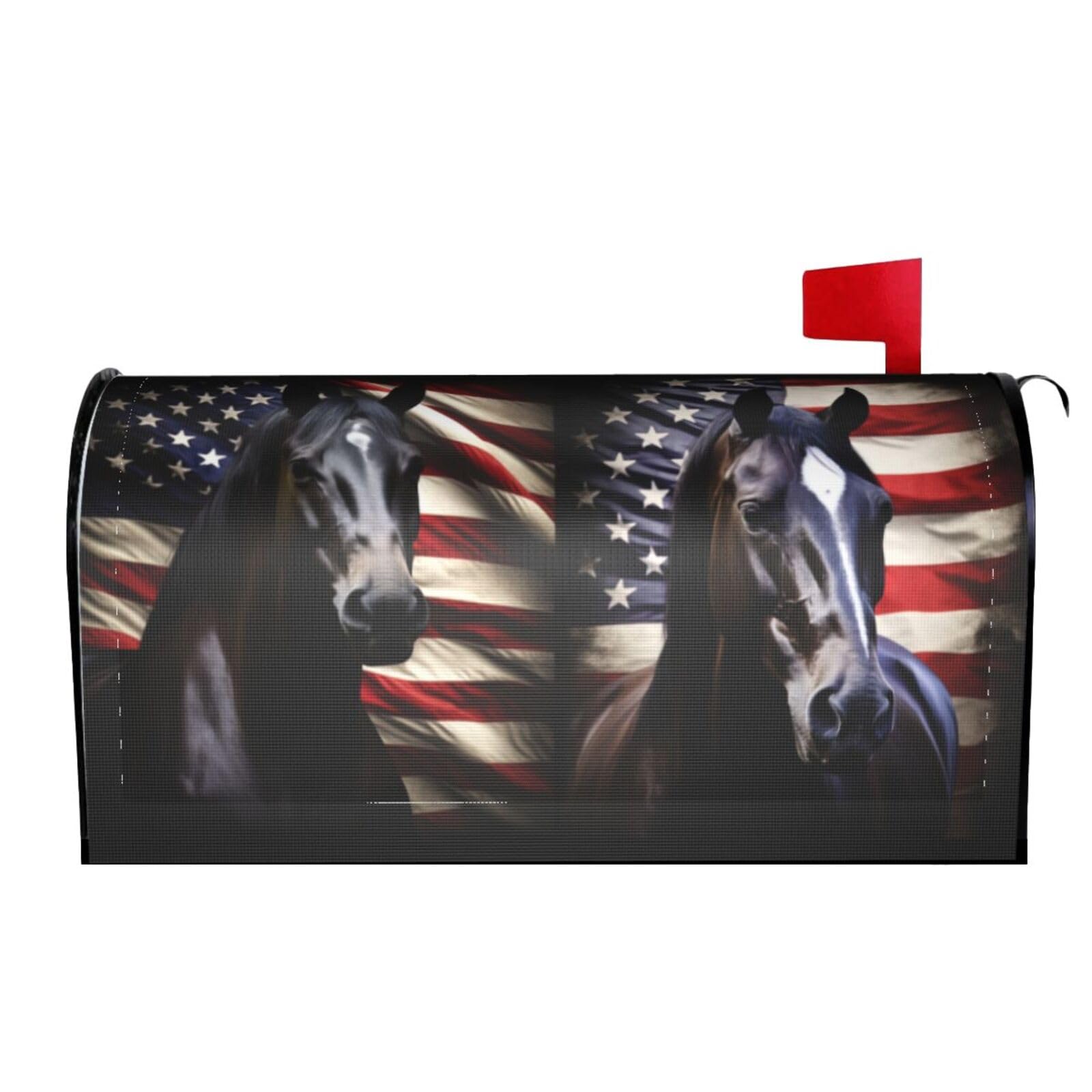 American Flag Dark Horse 01 Mailbox Covers Magnetic Wraps Post Letter Box Cover Garden Home Decor