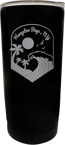 Miniatura 6 de R and R Imports Hampton Bays New York Etched 16 oz Stainless Steel Tumbler Wave design Pink Pink.