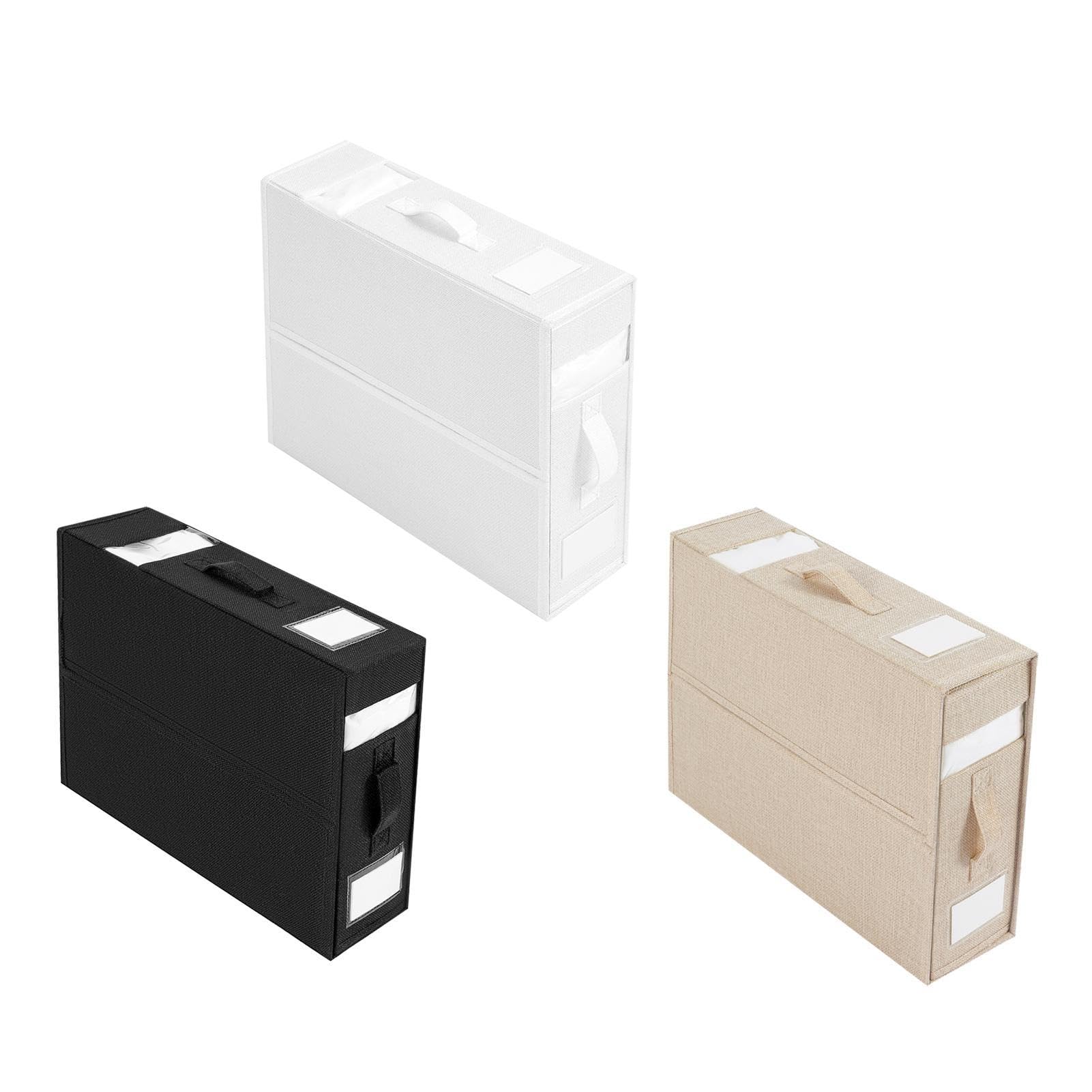 Organizador de sábanas plegable, caja de almacenamiento para funda nórdica con ventana transparente y asas, organizador y almacenamiento de sábanas plegables, fundas de edredón y fundas de almohada