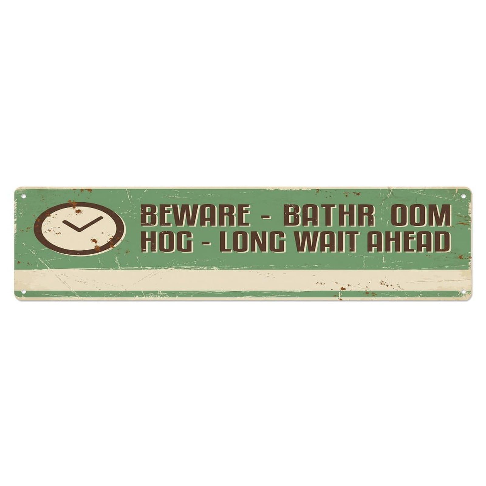 Olhnbad 4X16inch(10X40cm) Vintage Funny Beware Bathroom Hog Warning Metal Tin Sign