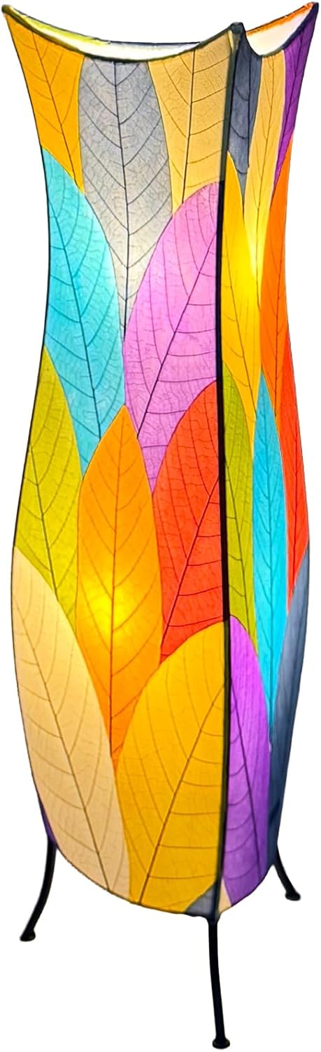 Eangee Home Design Flower Bud Large Floor Lamp Multi Shade Made of Real Cocoa Leaves 13 Inches Length x 13 Inches Width x 36 Inches Height (568 l m)