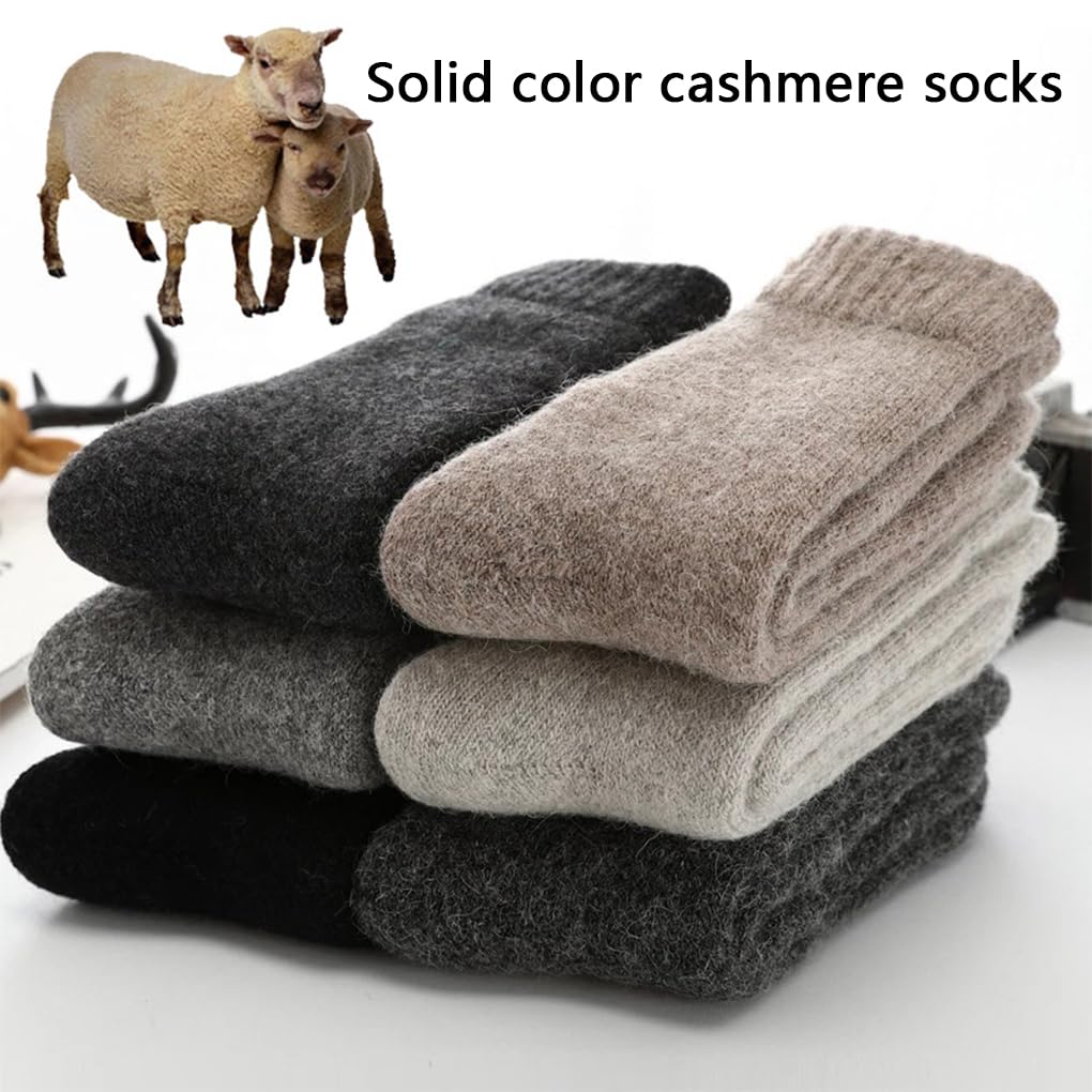1 par de calcetines de cachemira, cálidos, gruesos, sólidos, absorben el sudor, para invierno, para hombre, regalo de Navidad, para exteriores, color caqui