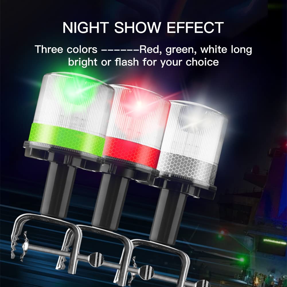 DYK&NX Luz de Señal Navegación LED Marina, Herramientas de Accesorios para Yates con Fuente de Luz Solar, Diseño A Prueba De Agua IP65, Fácil De Instalar para Varilla Dentro de 6cm (Color : White)