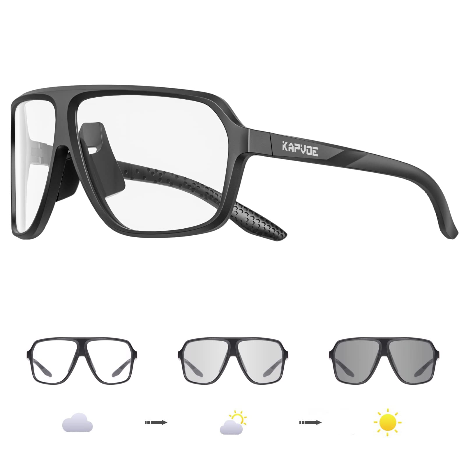 KAPVOE Gafas Ciclismo Fotocromaticas Bicicleta Montaña Gafas de Sol Transparentes Deportivas BTT Pesca Running