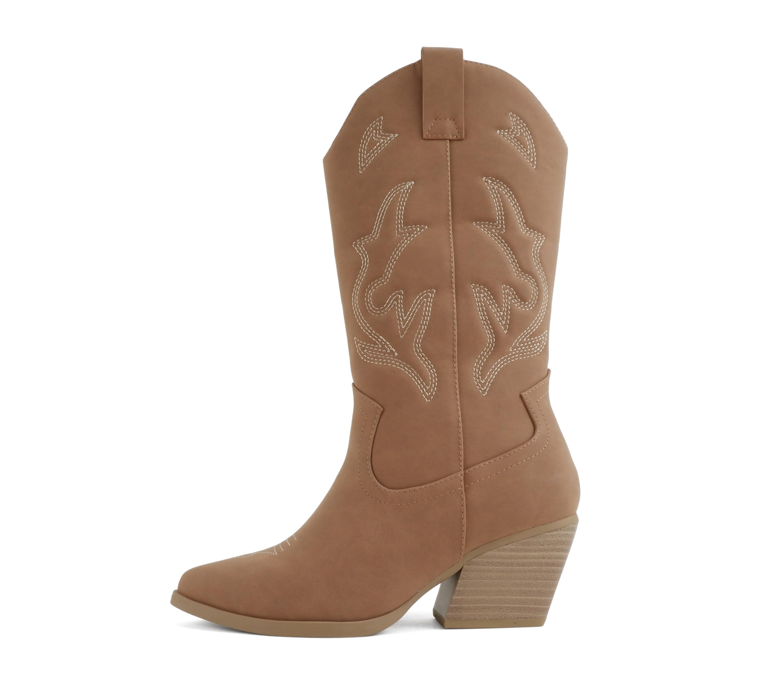 Soda Orville Women Western Cowboy Stitched Pointe Toe Heel Ankle Mid Shaft Fashion Boots