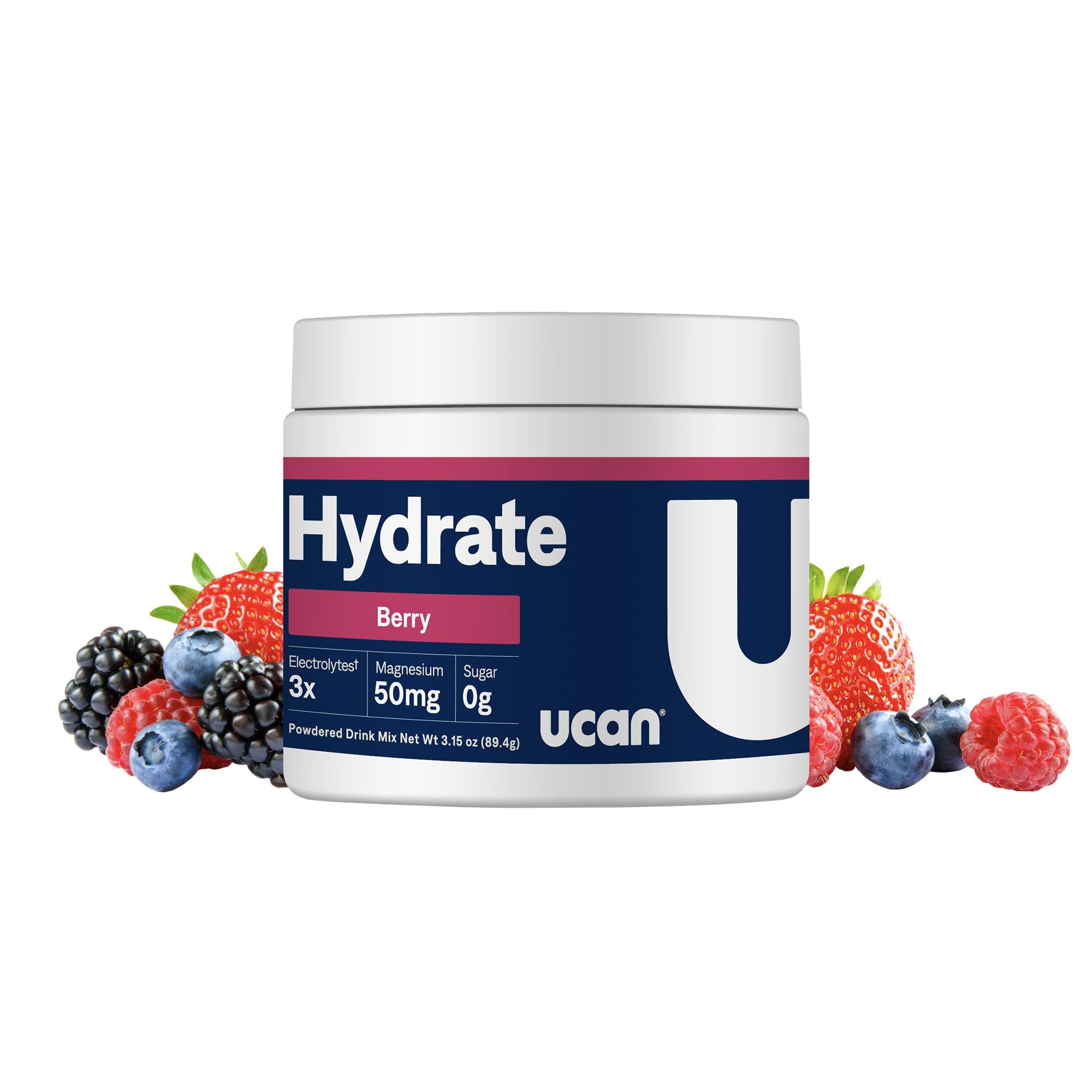 UCAN Hydrate Electrolyte Drink Mix (Berry, 30 Services) Ζάχαρη χωρίς, Κετο-Φιλικά, Vegan, Μη ΓΤΟ, Γλουτένη-ελεύθερος Ηλεκτρολύτης Σκόνη με Κάλιο & Μαγνήσιο για Δρομείς & Αθλητές