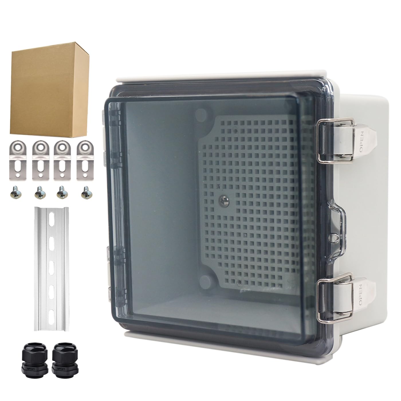 Outdoor Waterproof Electrical Box Junction Box Weatherproof IP67 ABS Plastic Enclosure Switch Router Project Box Electronics DIY Enclosure With Mounting Plate Wall Bracket Grey 8.6"x6.6"x4.3" — Amazon image 14