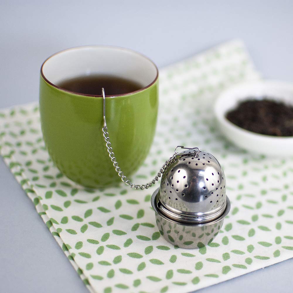 COOK CONCEPT - KA4564, Bola para Té con Soporte de Acero Inoxidable, Reutilizable, Diseñada para Té a Granel, Fácil de Limpiar, Dimensiones: 4.5 x 4.5 x 6 cm, Plateado