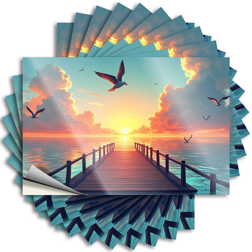 Saying Friends | Coastal Garage Sunset Serenity: A Dock and Seagulls for Alcohol(6X9CM)